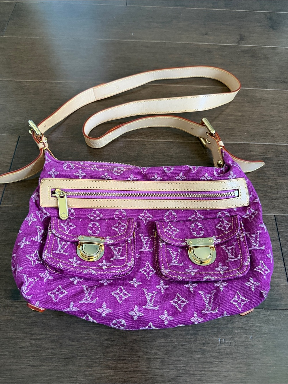 Louis Vuitton Purple Monogram Canvas Shoulder Bag with Vachetta Trim